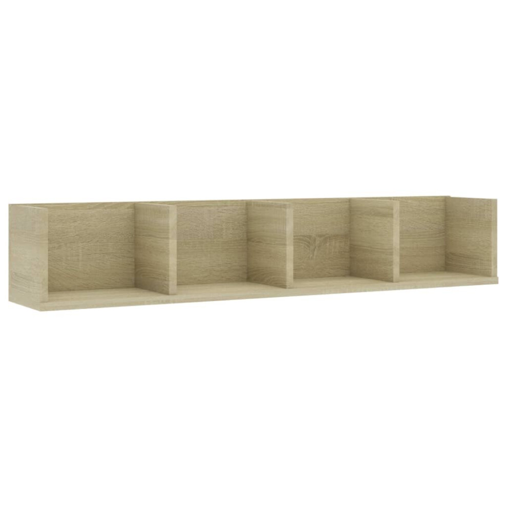 vidaXL CD Wall Shelf Sonoma Oak Engineered Wood Baby and Kids Room Cabinet