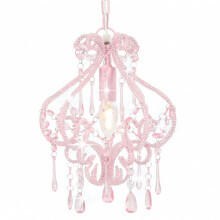 vidaXL Ceiling Lamp with Beads Pink Round E14 Hanging Lamp Living Room Light