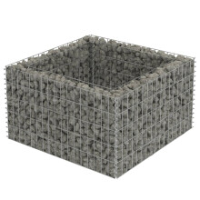 vidaXL Gabion Raised Bed Galvanised Steel 90x90x50cm Stone Basket Raised Bed