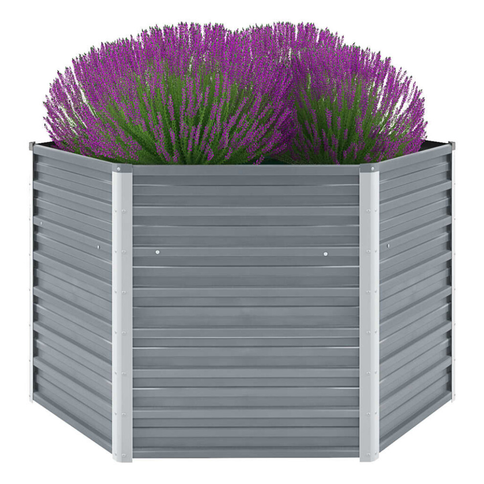 vidaXL Garden Raised Bed Galvanised Steel 129x129x77cm Grey Plant Raised Bed