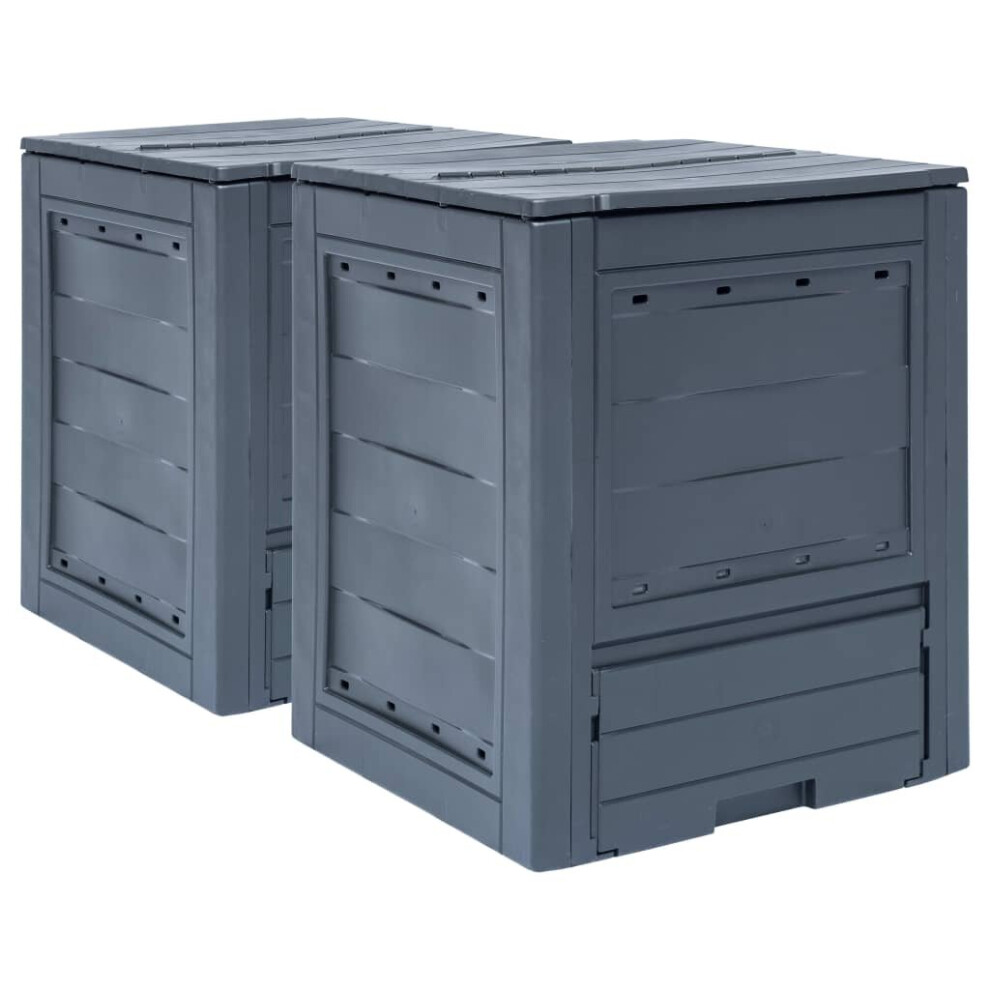 Vidaxl 2X Garden Composters 520L Compost Bin Trash Can Fertiliser Box Grey