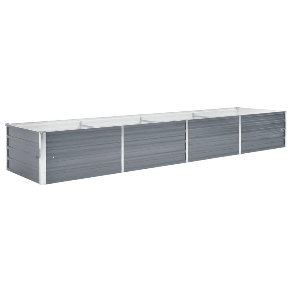 Vidaxl Garden Raised Bed Galvanised Steel 320X80x45cm Grey Flower Raised Bed