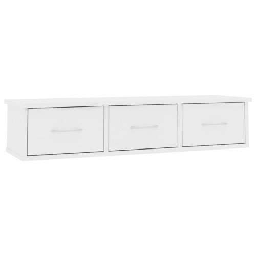 VidaXL vidaXL Wall-mounted Drawer Shelf Engineered Wood White Wall Cabinet Shelf