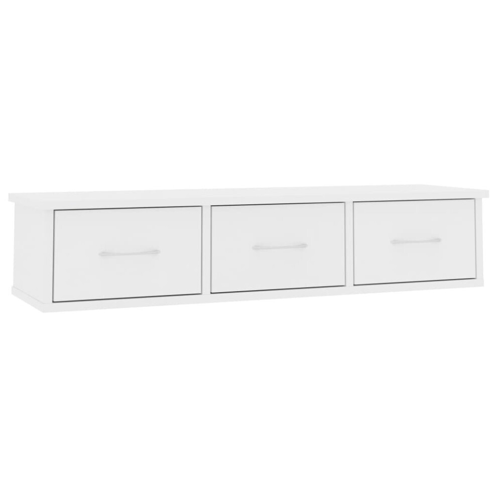 Vidaxl Wall-Mounted Drawer Shelf Engineered Wood White Wall Cabinet Shelf