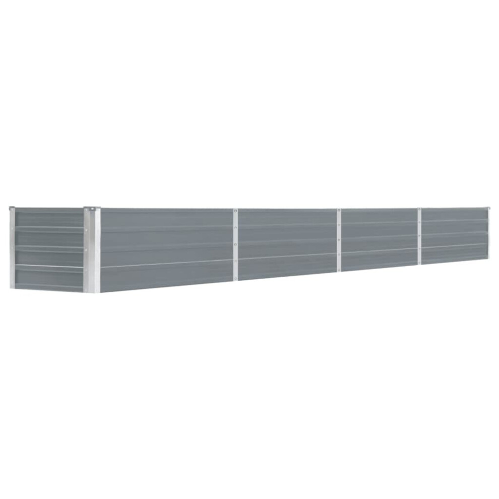 vidaXL Garden Raised Bed Galvanised Steel 320x40x45cm Grey Growing Raised Bed