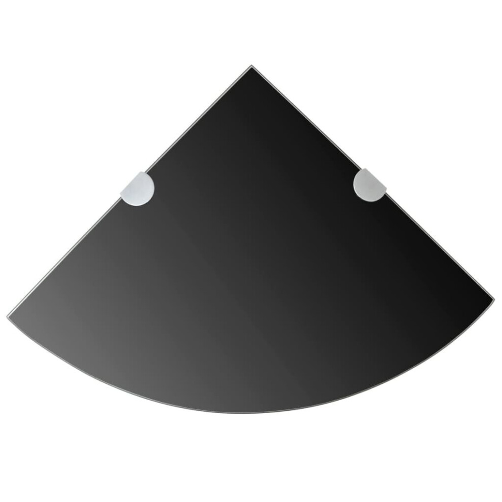 tag  re d'angle vidaXL avec supports chrom  s et verre noir 9,8"" x 9,8""