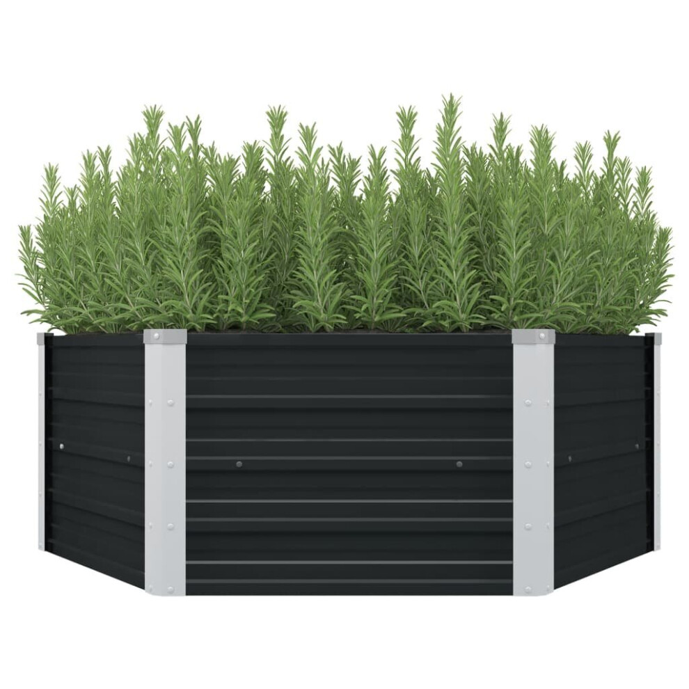 vidaXL Raised Garden Bed Anthracite 129x129x45cm Galvanised Steel Planter Pot