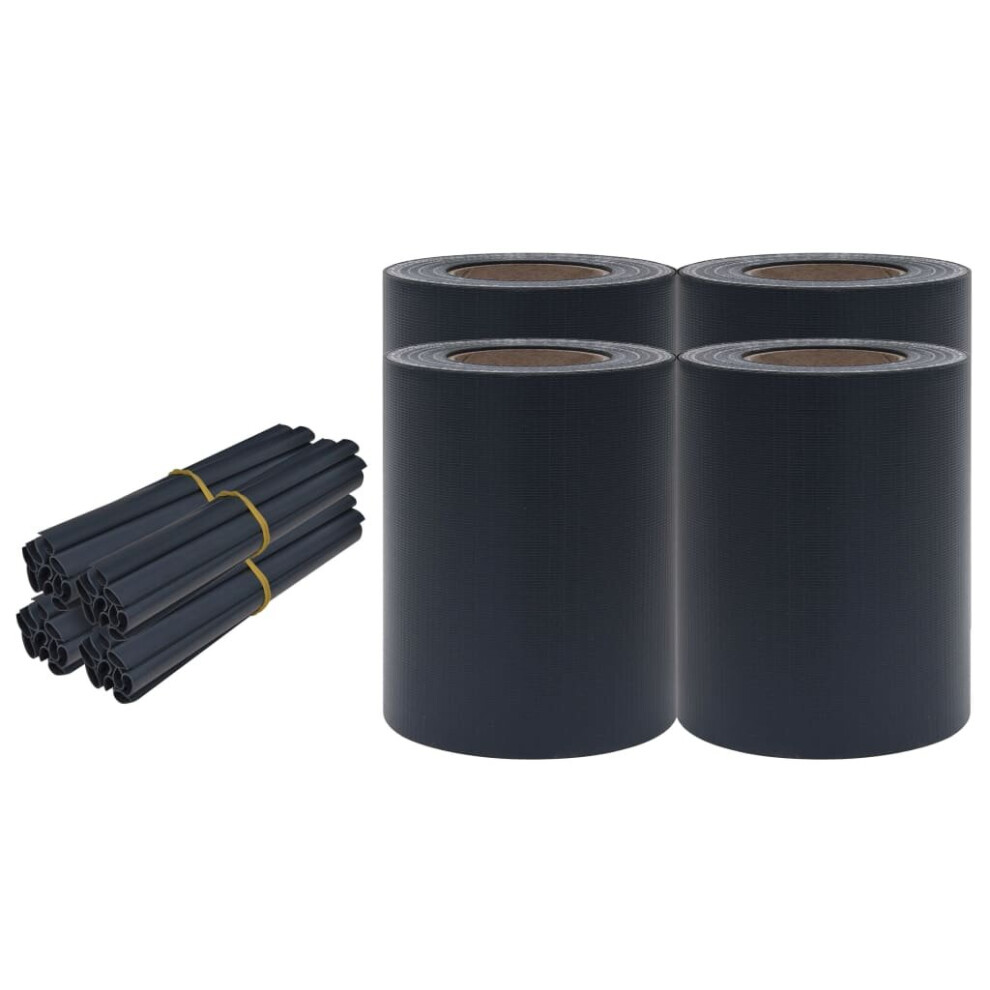 New Vidaxl 4X Garden Privacy Screen Pvc 35 Cm Matte Fence Strip Roll Home Dark/Grey