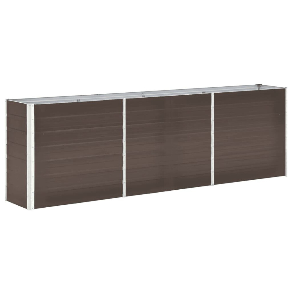 vidaXL Garden Raised Bed Galvanised Steel Brown Outdoor Patio Flower Planter