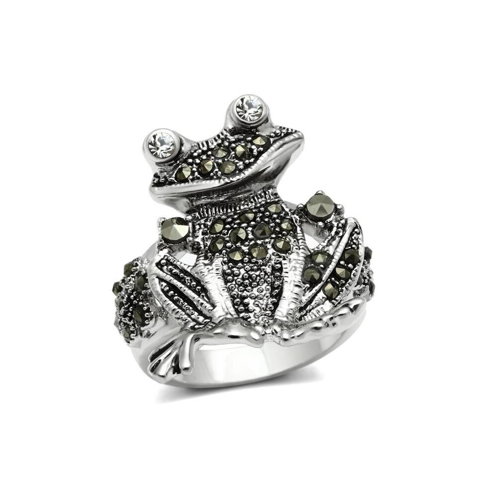 Photos - Ring Alamode 3W205-9 Rhodium Brass  with Top Grade Crystal, Clear - Size 9