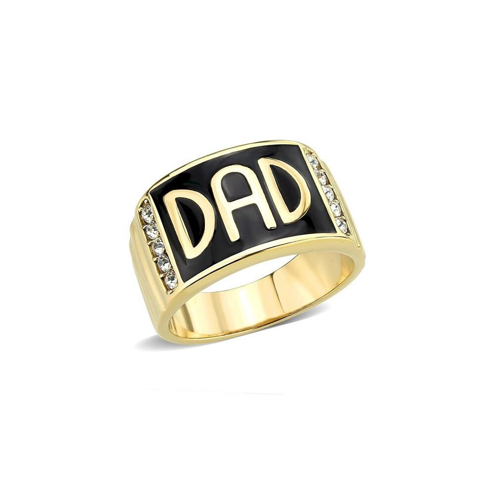 Alamode TK3760-12 IP Gold Ion Plating Stainless Steel Ring with Top Grade Crystal, Clear - Size 12-image-OPC-PBD56R6-NEW