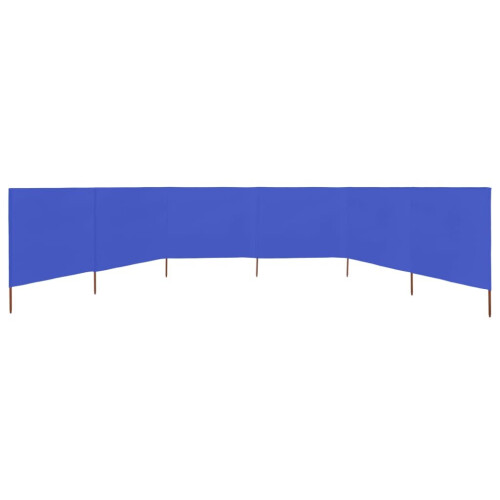 vidaXL 6-panel Wind Screen Fabric 120cm Azure Blue Beach Shelter Sun Screen 2