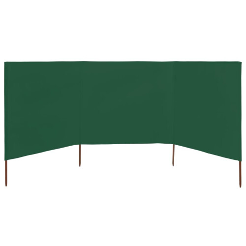 vidaXL 3-panel Wind Screen Fabric 160cm Green Camping Windbreak Sun Screen 2