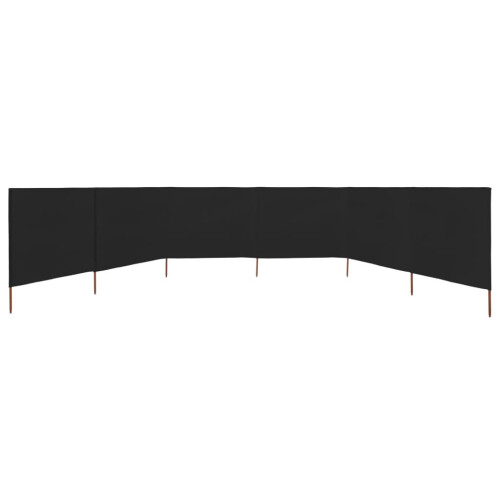 vidaXL 6-panel Wind Screen Fabric 120cm Black Camping Windbreak Sun Screen 2