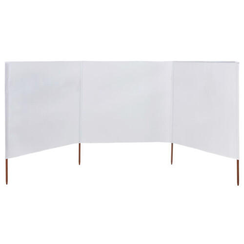 vidaXL 3-panel Wind Screen Fabric 160cm Sand White Camping Privacy Sun Screen 2