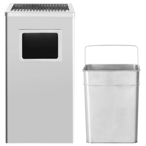 VidaXL vidaXL Mülleimer mit Aschenbecher 45 L Edelstahl 1