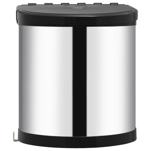 VidaXL vidaXL Kitchen Built-in Dust Bin Stainless Steel 12L Cupboard bin Trash Can 1