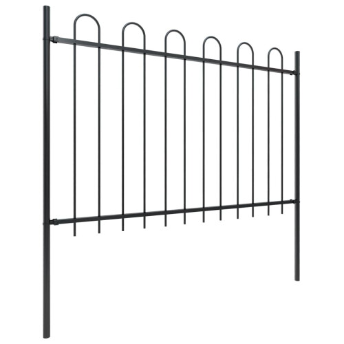 vidaXL Gartenzaun mit Rundbogen Stahl 504 x 120 cm Schwarz 1