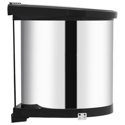 VidaXL vidaXL Kitchen Built-in Dust Bin Stainless Steel 12L Cupboard bin Trash Can 2