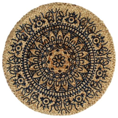 vidaXL 6x Placemats Handmade Dark Blue Round Jute Table Placement Table Runner 1
