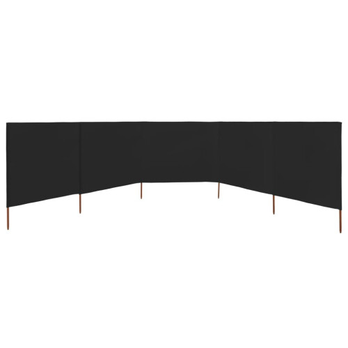 vidaXL 5-panel Wind Screen Fabric 120cm Black Sun Privacy Screen Breakers 2