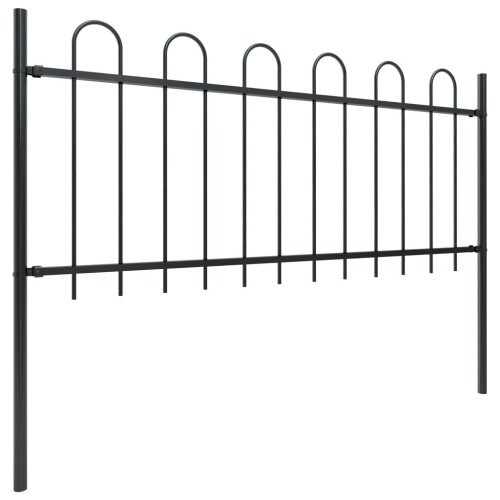 vidaXL Gartenzaun mit Bögen Stahl 1172 x 80 cm Schwarz 1