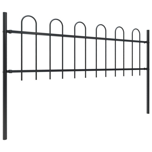 vidaXL Gartenzaun mit Rundbogen Stahl 1506 x 60 cm Schwarz 1