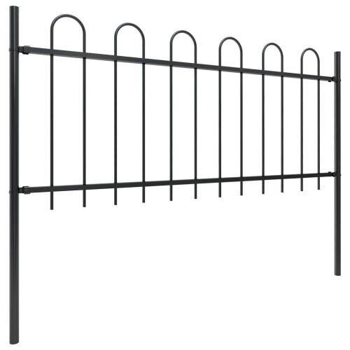vidaXL Gartenzaun mit Rundbogen Stahl 671 x 80 cm Schwarz 1