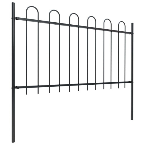 vidaXL Gartenzaun mit Rundbogen Stahl 1673 x 100 cm Schwarz 1