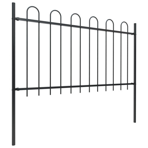 vidaXL Gartenzaun mit Rundbogen Stahl 1172 x 100 cm Schwarz 1
