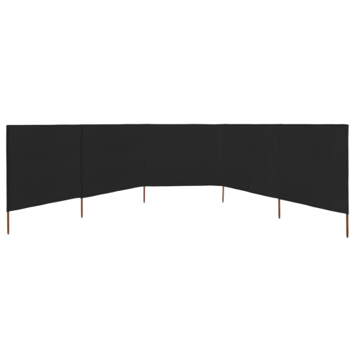 VidaXL vidaXL 5-panel Wind Screen Fabric 160cm Black Sun Privacy Screen Breakers 2