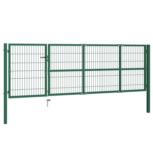 vidaXL Gartentor mit Pfosten 350x100 cm Stahl Grün 1