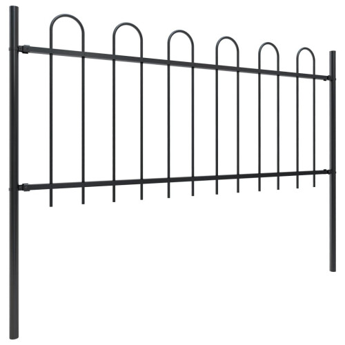 vidaXL Gartenzaun mit Rundbogen Stahl 1005 x 80 cm Schwarz 1
