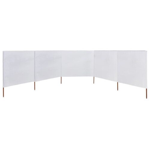 vidaXL 5-panel Wind Screen Fabric 160cm Sand White Sun Privacy Screen Breakers 2
