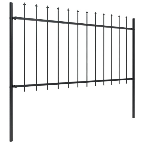 vidaXL Gartenzaun mit Speerspitze Stahl 337 x 100 cm Schwarz 1