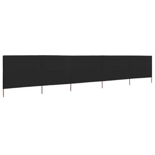 VidaXL vidaXL 5-panel Wind Screen Fabric 160cm Black Sun Privacy Screen Breakers 1