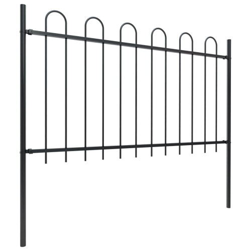 vidaXL Gartenzaun mit Rundbogen Stahl 1005 x 100 cm Schwarz 1