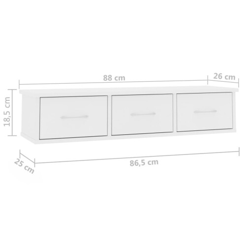 VidaXL vidaXL Wall-mounted Drawer Shelf Engineered Wood White Wall Cabinet Shelf 1