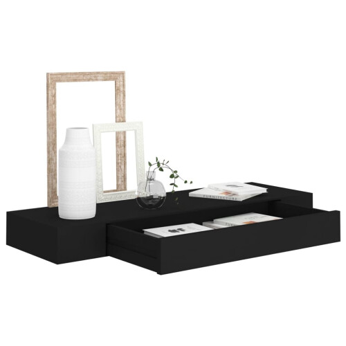 VidaXL vidaXL Floating Wall Shelf with Drawer Wall Mounted Storage Display Racks 2