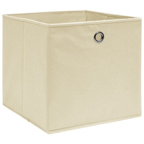 VidaXL vidaXL 10x Storage Boxes Cream Fabric Home Office Foldable Organiser Chest 1