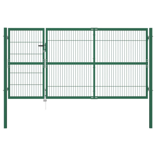 vidaXL Gartentor mit Pfosten 350x140 cm Stahl Grün