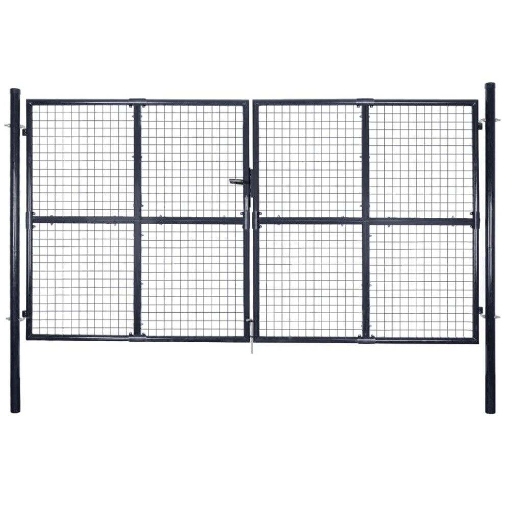 vidaXL Mesh garden Gate Galvanised Steel 289x175cm Grey Garden Fencing Door