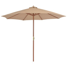 vidaXL Sonnenschirm mit Holz-Mast 300 cm Taupe