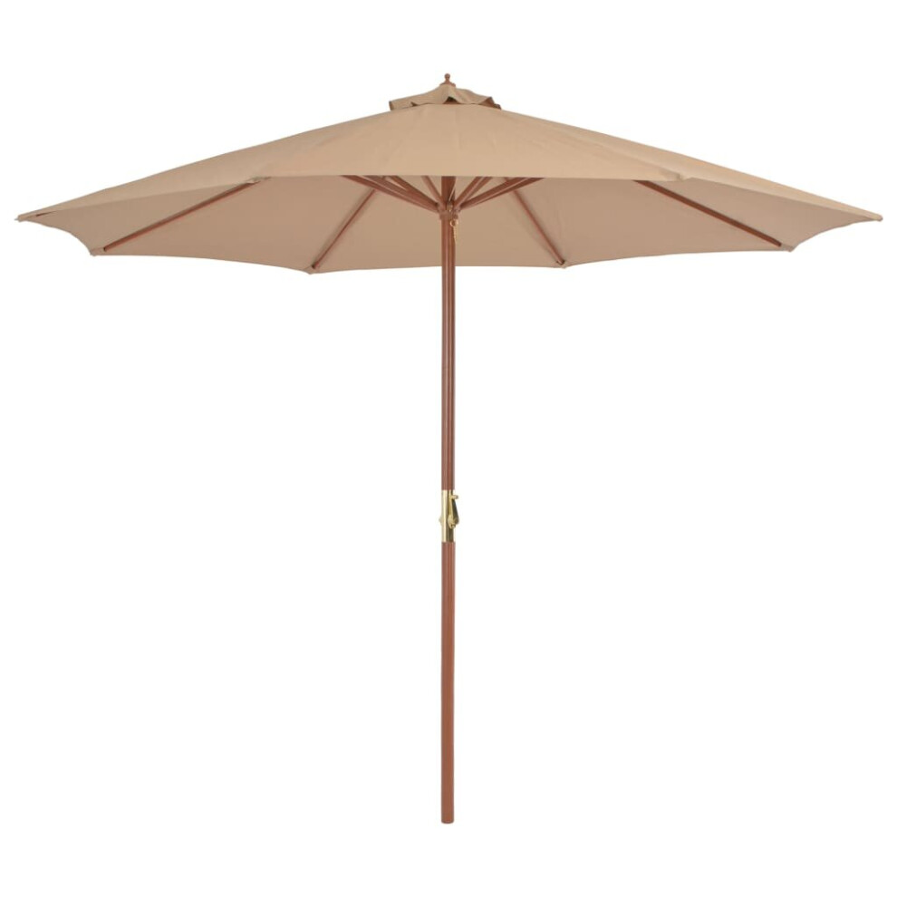 vidaXL Outdoor Parasol with Wooden Pole 300cm Taupe Garden Umbrella Sunshade