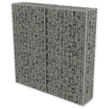vidaXL gabionvæg med afdækninger, galvaniseret stål, 100x20x100 cm