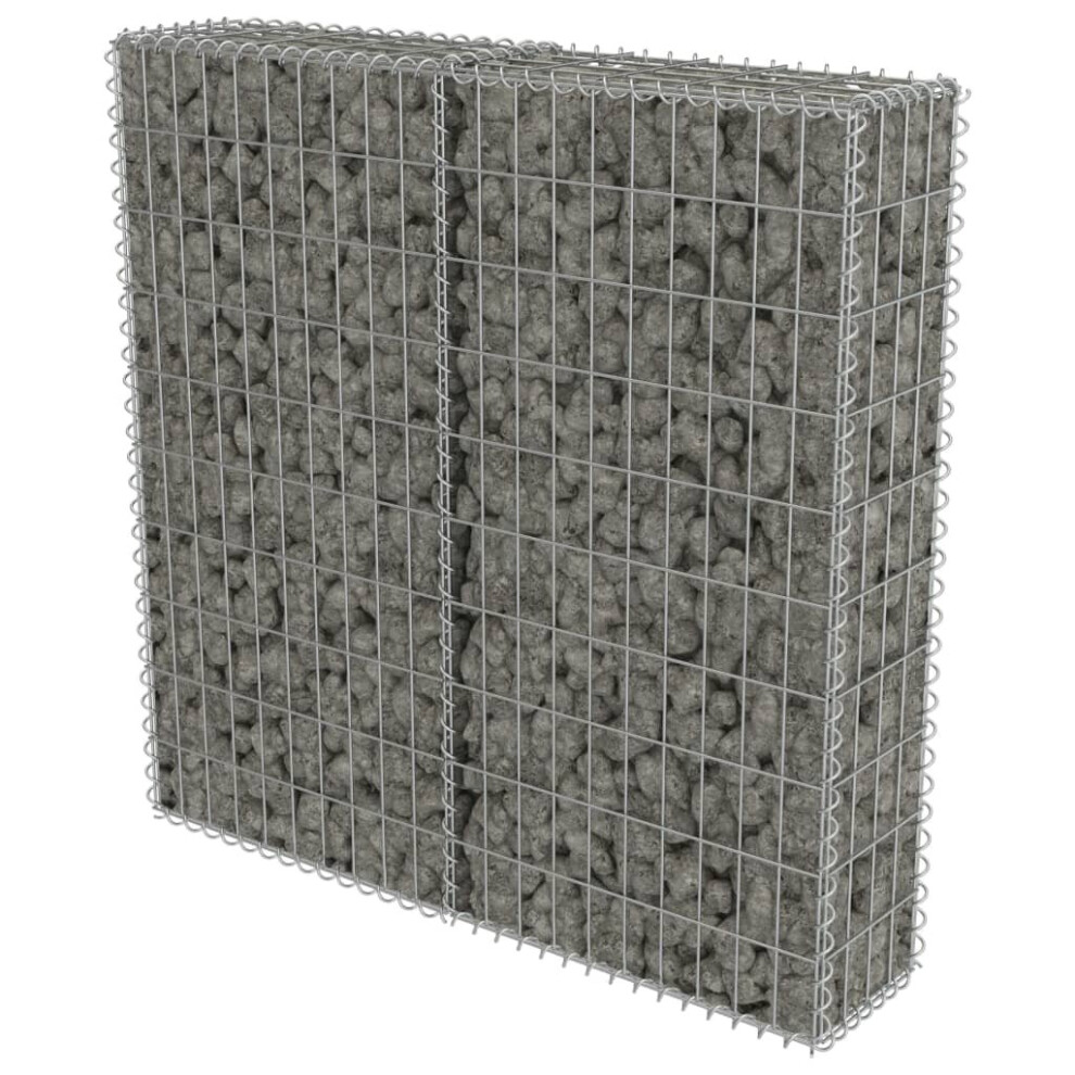 vidaXL Gabion Wall with Covers Galvanised Steel 100x20x100cm Stone Basket Cage