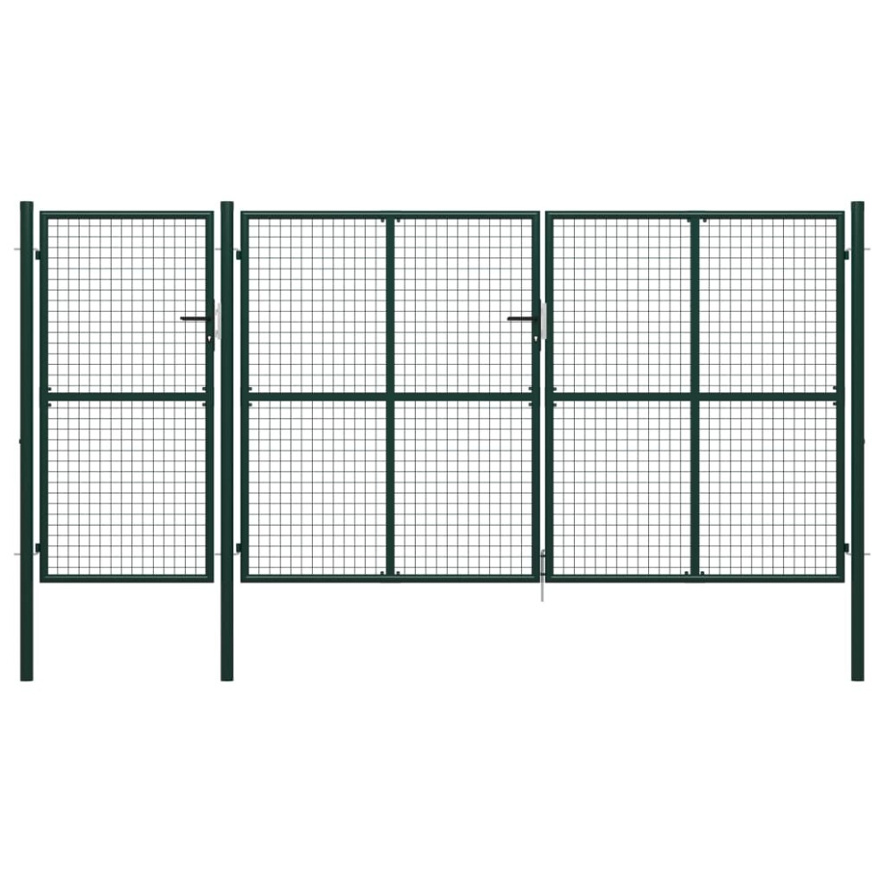 Vidaxl Garden Gate Steel 400X150cm Green Fence Doors Garden Fencing Entrance 8718475735939