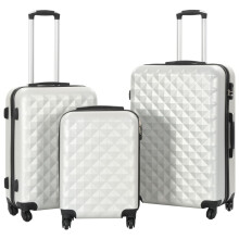 vidaXL 3 Piece Hardcase Trolley Set Bright Silver ABS Travel Luggage Suitcase