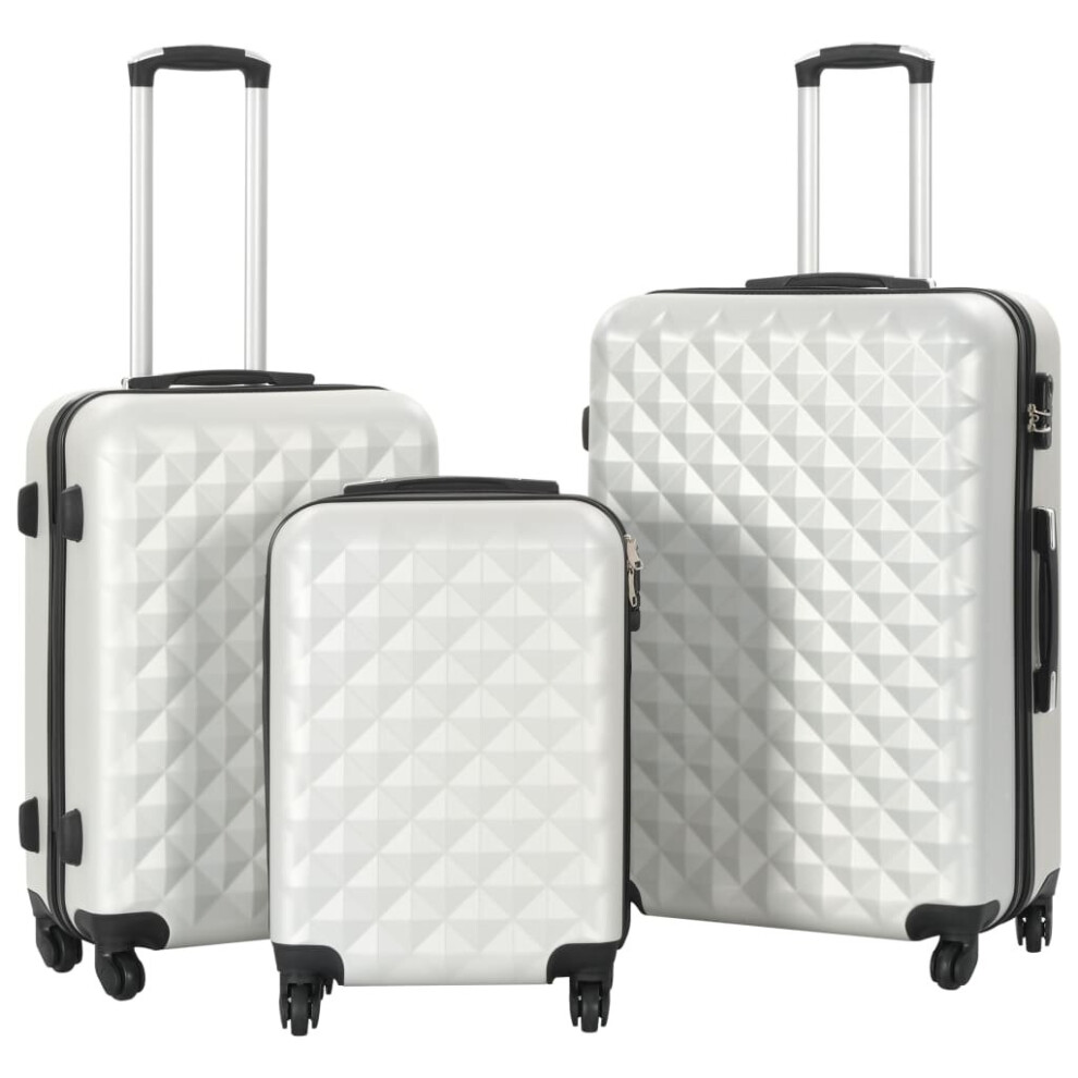 vidaXL 3 Piece Hardcase Trolley Set Bright Silver ABS Travel Luggage Suitcase