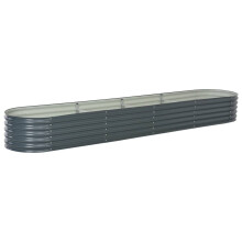 vidaXL højbed galvaniseret stål 400x80x44 cm grå
